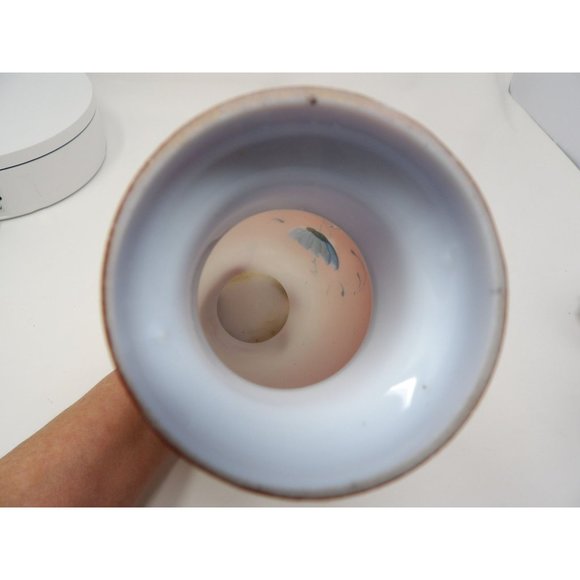 Antique Hand Painted Bristol Glass Vase Red Burgundy Umber with White Flower 9" - Picture 10 of 10